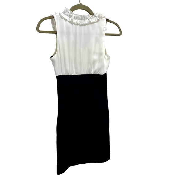 Vintage Y2K Women’s Black/White Ruffle Scoop Neckline Bodycon Mini Dress ; Small - Picture 3 of 15